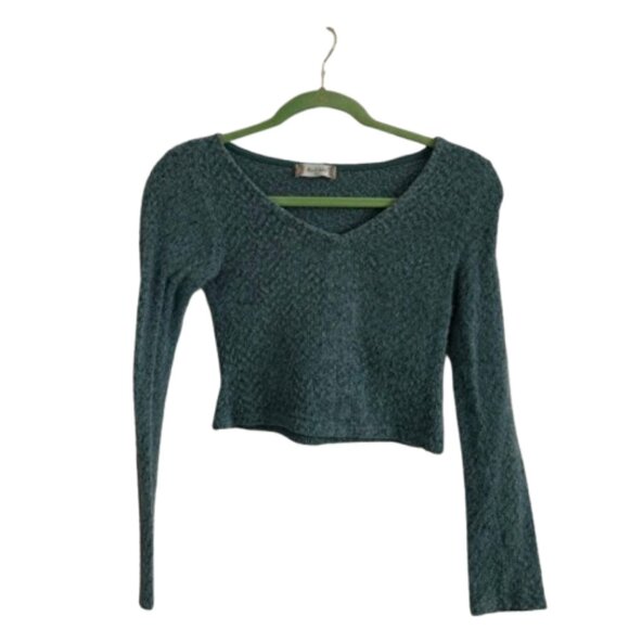Altar’d State blue v-neck cropped long sleeve sweater size xs - Picture 1 of 4